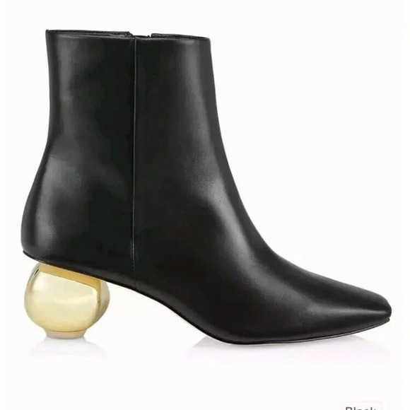 Cult Gaia Mari Black Leather Pointed Square Toe Bootie Knob Ankle Boots 40 10 - Picture 12 of 12